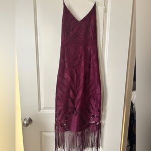 Twosisters Burgundy Lace Midi Dress